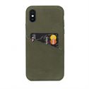 Decoded cover til iPhone X bagside cover i grøn læder med kreditkortholder 